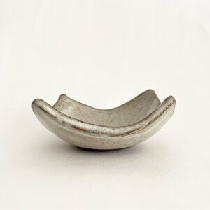 Handmade Ceramic Trinket Jewelry Dish from Japan 4-1/4" Square Gray Organic